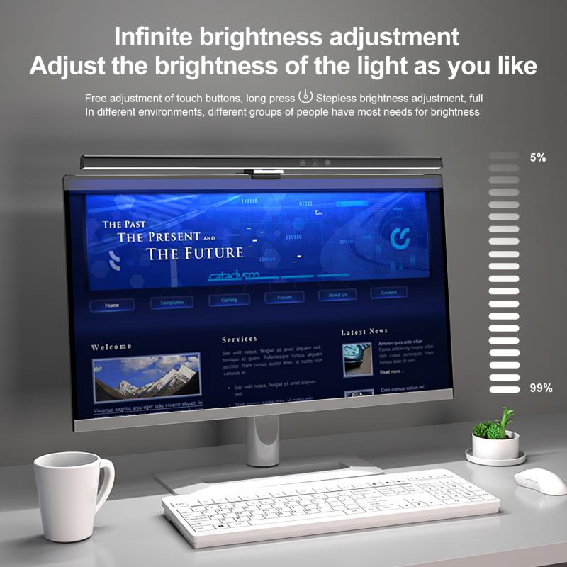 디밍 아이 케어 LED 3 색 조정 가능한 책상 램프 컴퓨터 PC 모니터 화면 매달려 빛 LED 읽기 USB 전원 램프